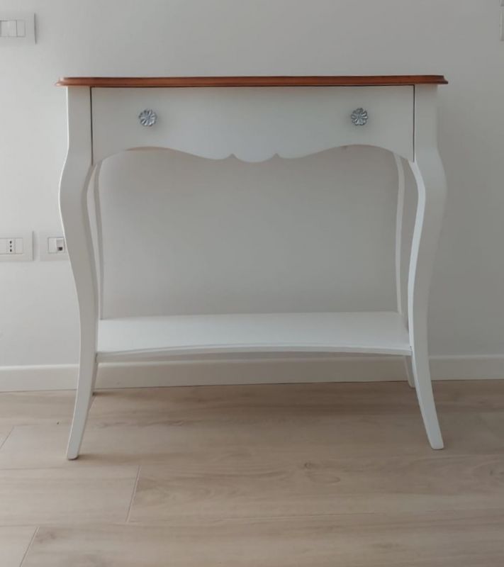 CONSOLLE LOLLA IN LEGNO SHABBY CHIC BIANCO OPACO/CILIEGIO