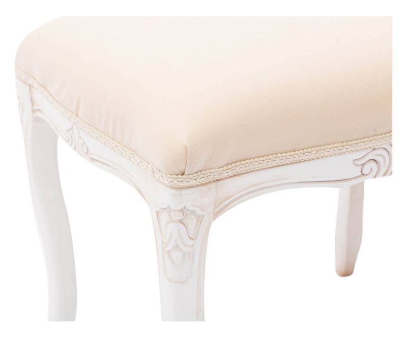 POUF PARIS IN LEGNO SHABBY CHIC BIANCO IMBOTTITO RIVESTITO