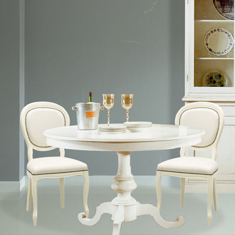 Tavolo rotondo allungabile classico 120 cm - Bianco e Argento