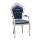 ARMCHAIR CHAIR IN PERFORATED WOOD SHABBY CHIC MOD GINEVRA FAUX LEATHER BLUE CAPITONE'
