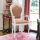 CHAIR ARMCHAIR IN PERFORATED WOOD MOD GINEVRA ANTIQUE PINK FABRIC
